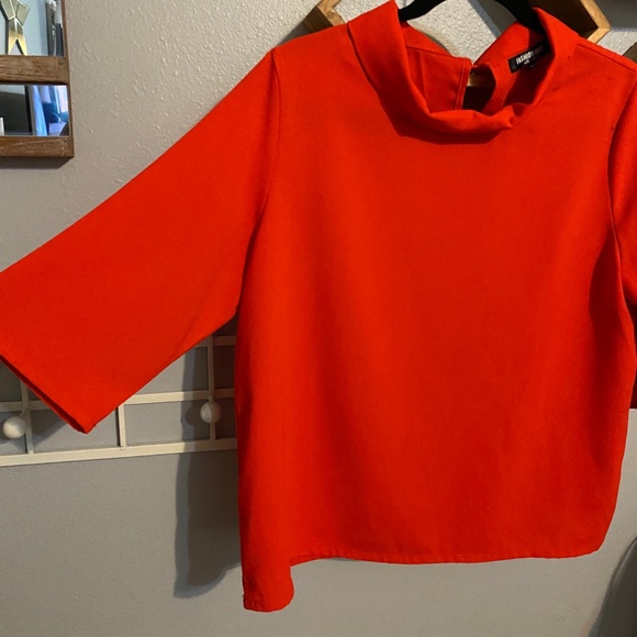 Fashion Union Red Funnel Neck Blouse - Picture 4 of 8
